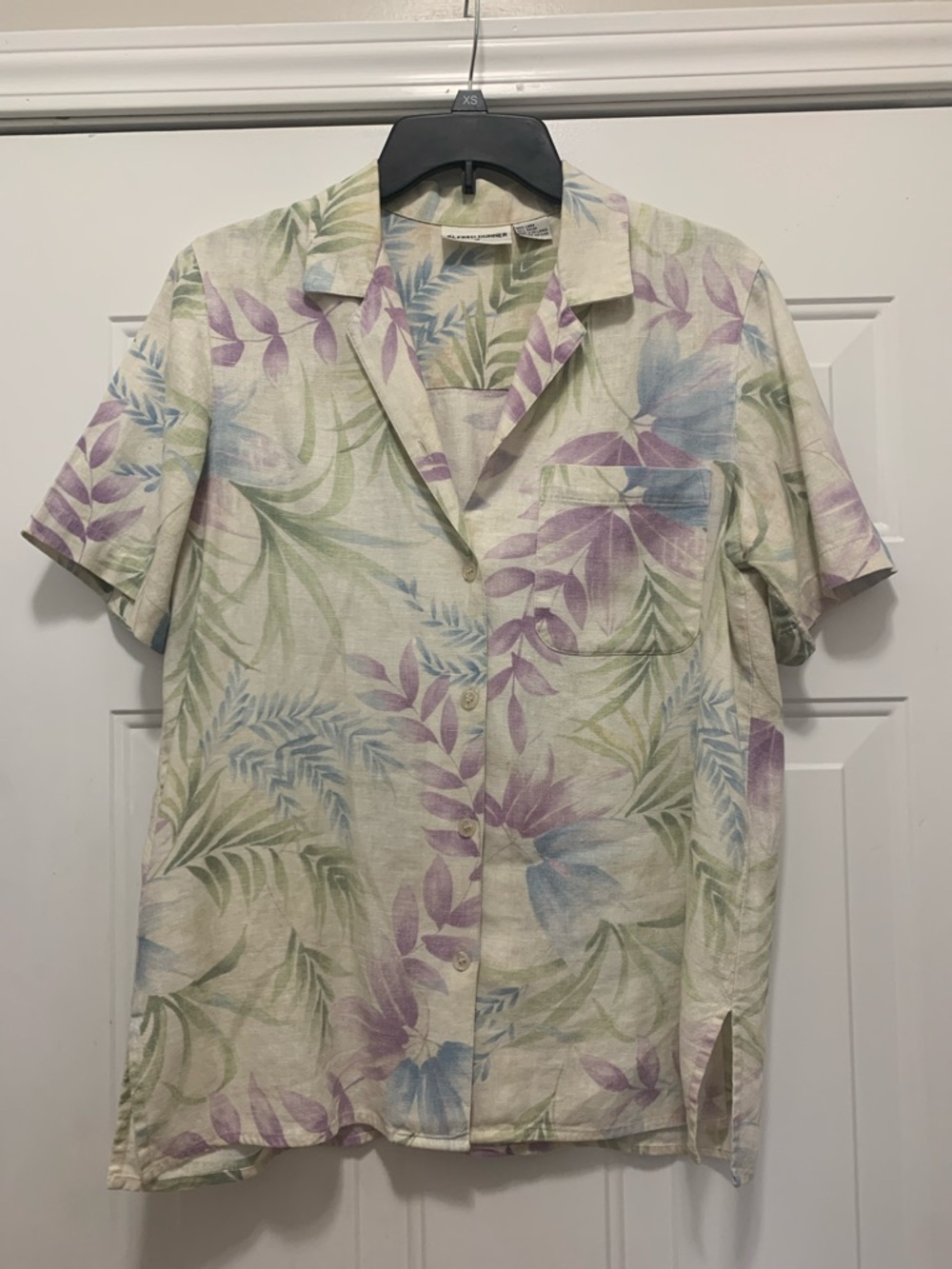 3/$15 Alfred Dunner Linen Blend Pastel Floral Short-Sleeve Button-Down Top
